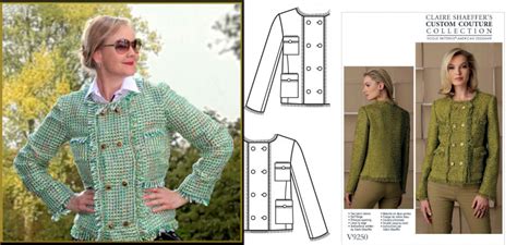 chanel jacket pattern sewing|Chanel style tweed jacket pattern.